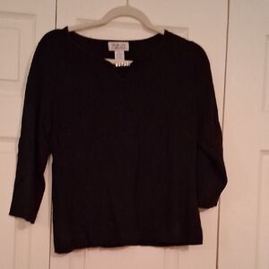 Style & Co. Black Crew Neck Sweater With Faux Diamonds